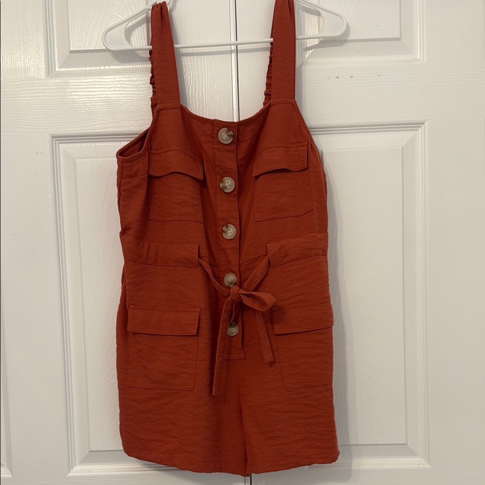 Vici Button-Front Rust Romper